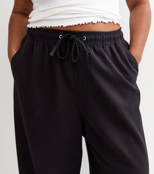 New Look Women's Plus Size Black Cotton Twill Wide Leg Trousers Curves New Look - 2