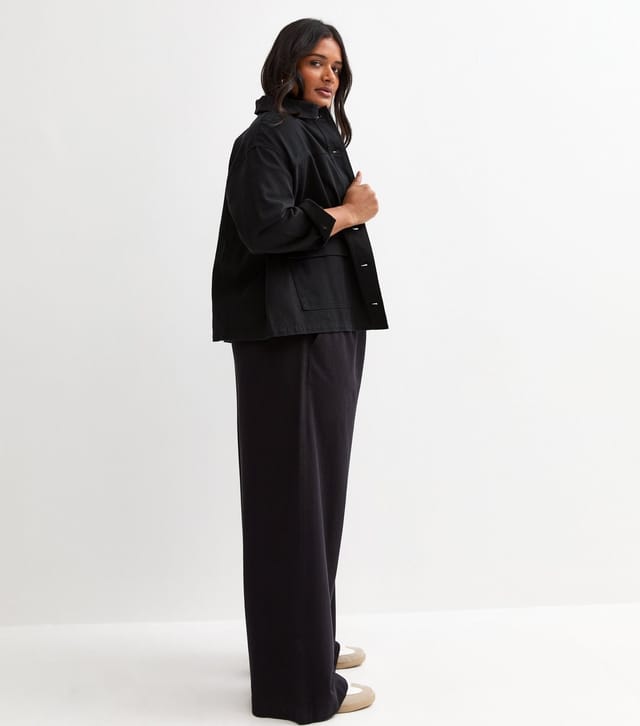 New Look Women's Plus Size Black Cotton Twill Wide Leg Trousers Curves New Look - 3