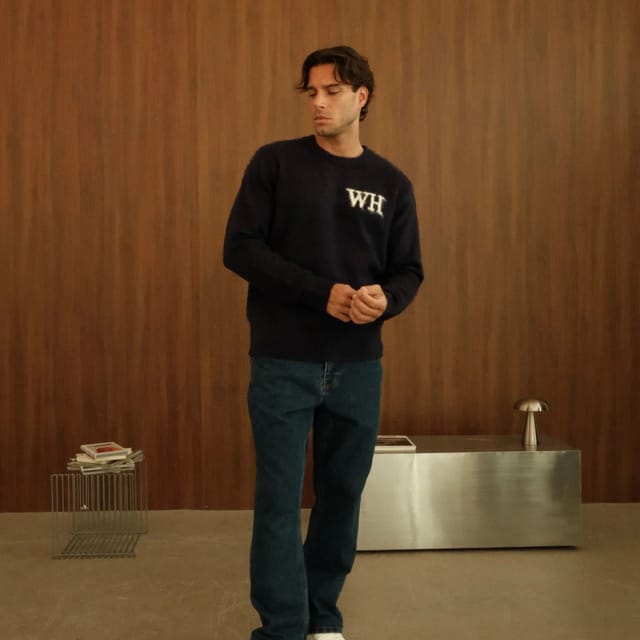 Walker & Hunt Walker & Hunt Men's WH Crewneck in Navy - 3