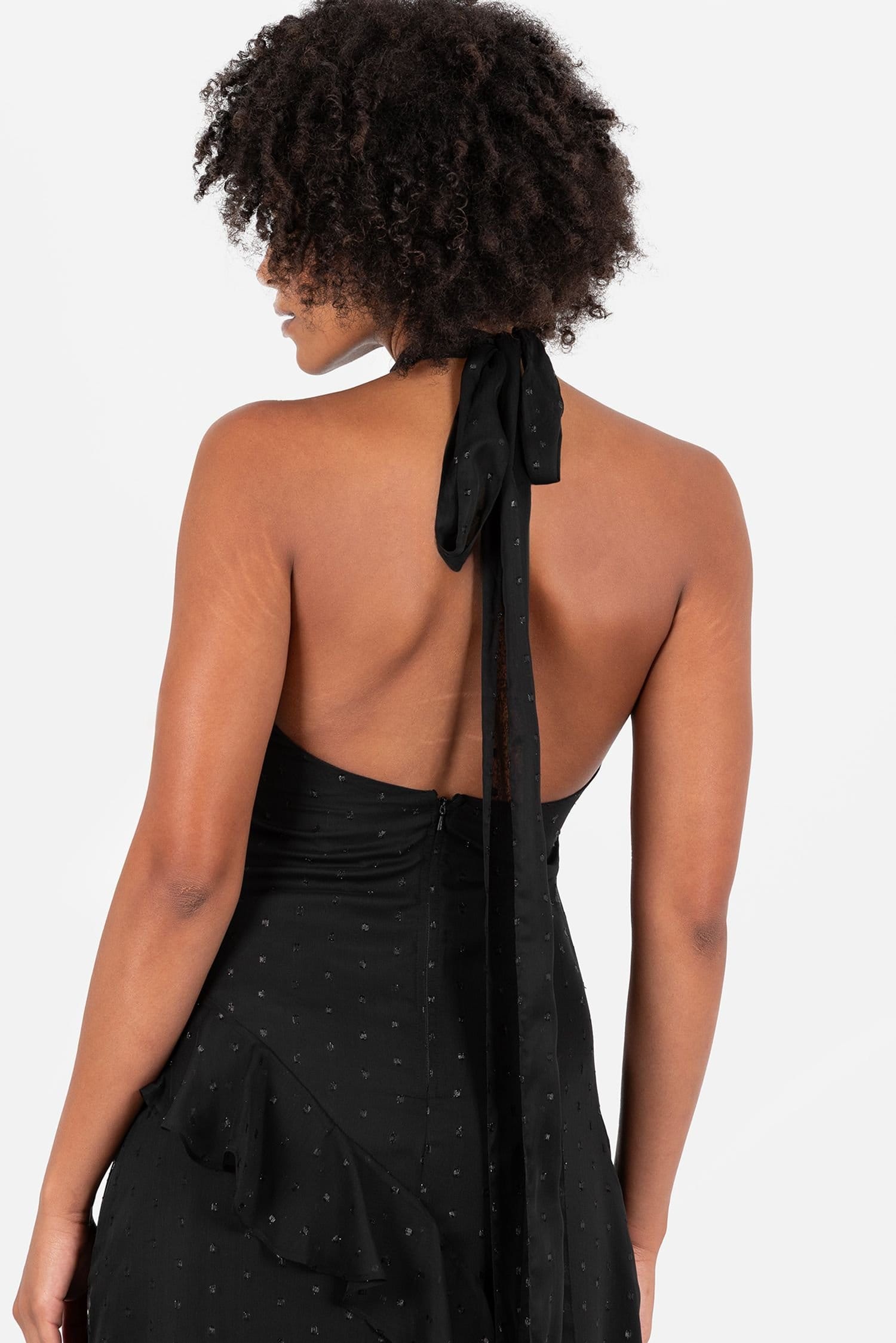 Anaya with Love Anaya with Love Women's Halter Neck Ruffle Maxi Dress in Black - 4