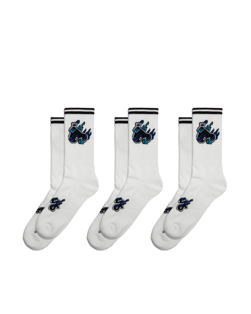 Money Money Men's Flaming Ape Sport Socks 3pk in White - 1