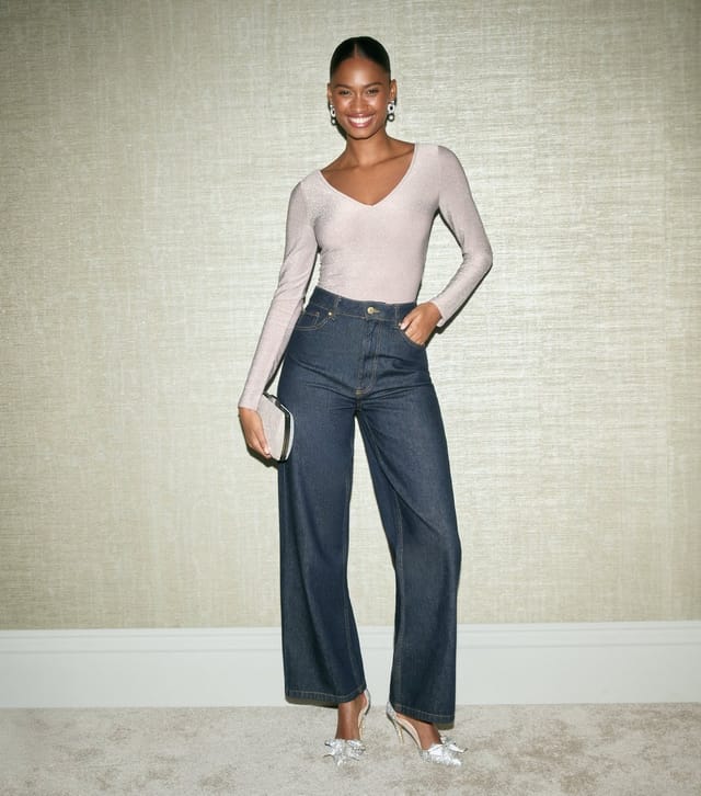 New Look Women's Silver Glitter V-Neck Bodysuit New Look - 3