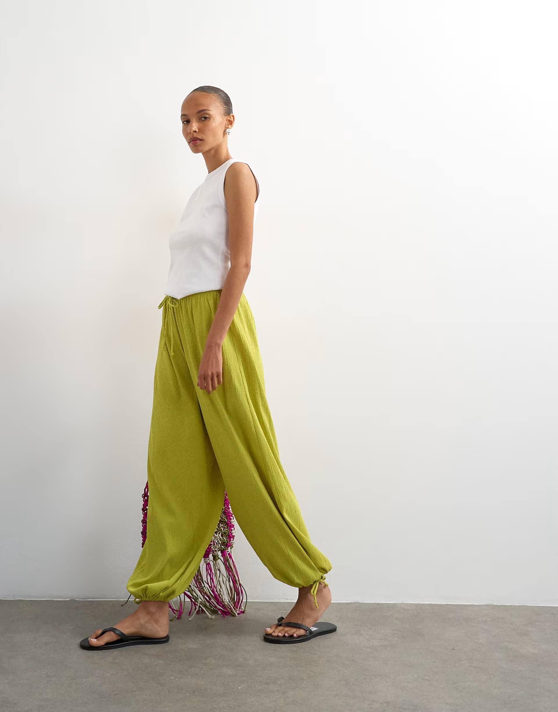 ASOS Topshop plisse balloon trouser in green