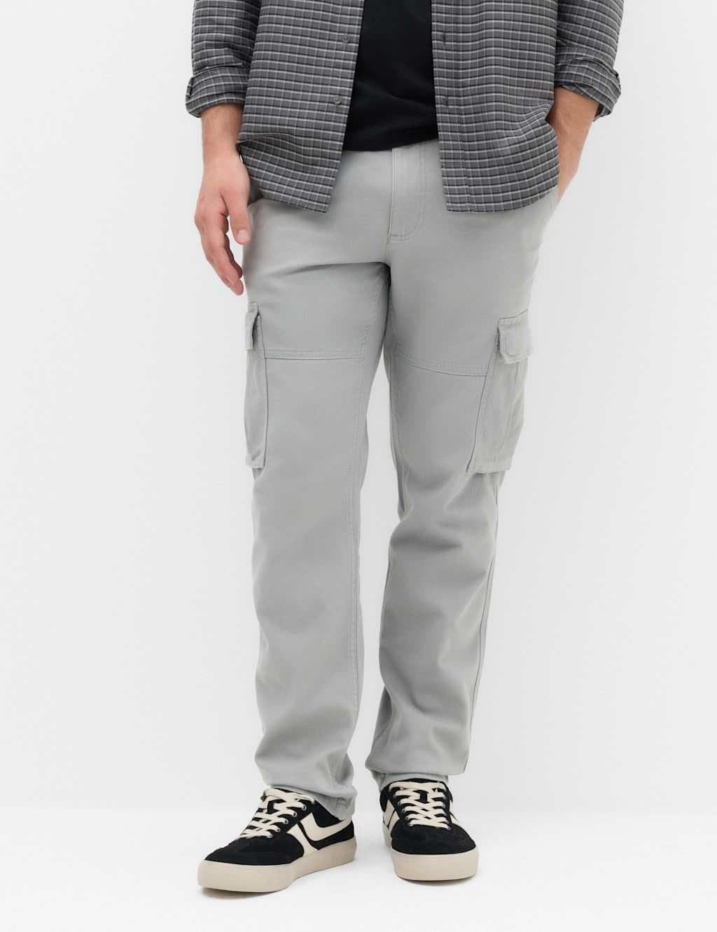 Marks & Spencer M&S Straight Fit Cargo Trousers Ash Grey