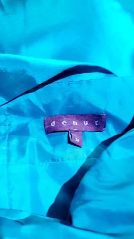 Debut DEBUT size UK 12 Teal satin floaty halter fit flare evening party occasion dress