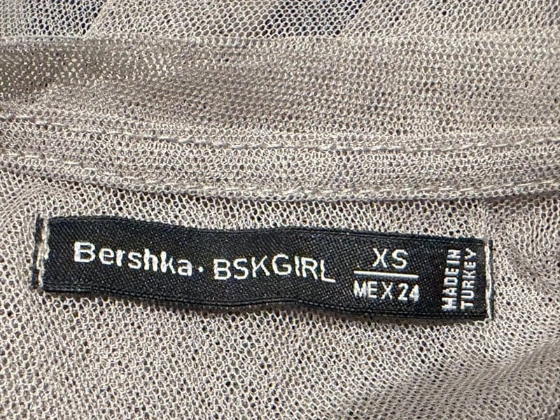 Bershka Grey Sheer Mesh Tulle Short Sleeve Top