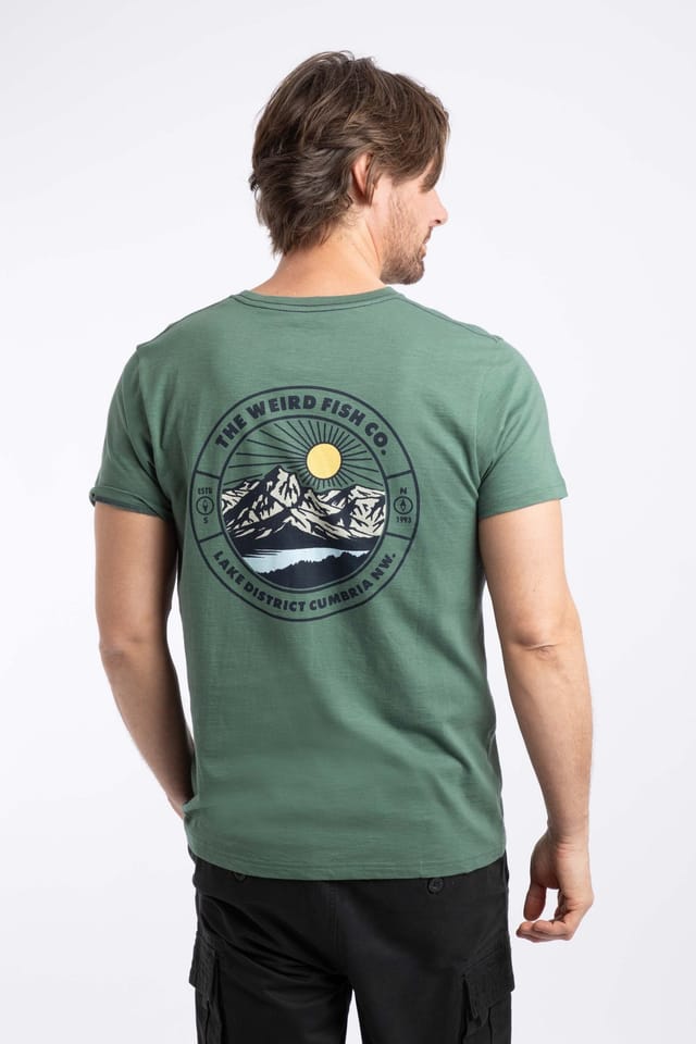 Weird Fish Weird Fish Men's Lake District Graphic T-Shirt in Bottle Green - 3
