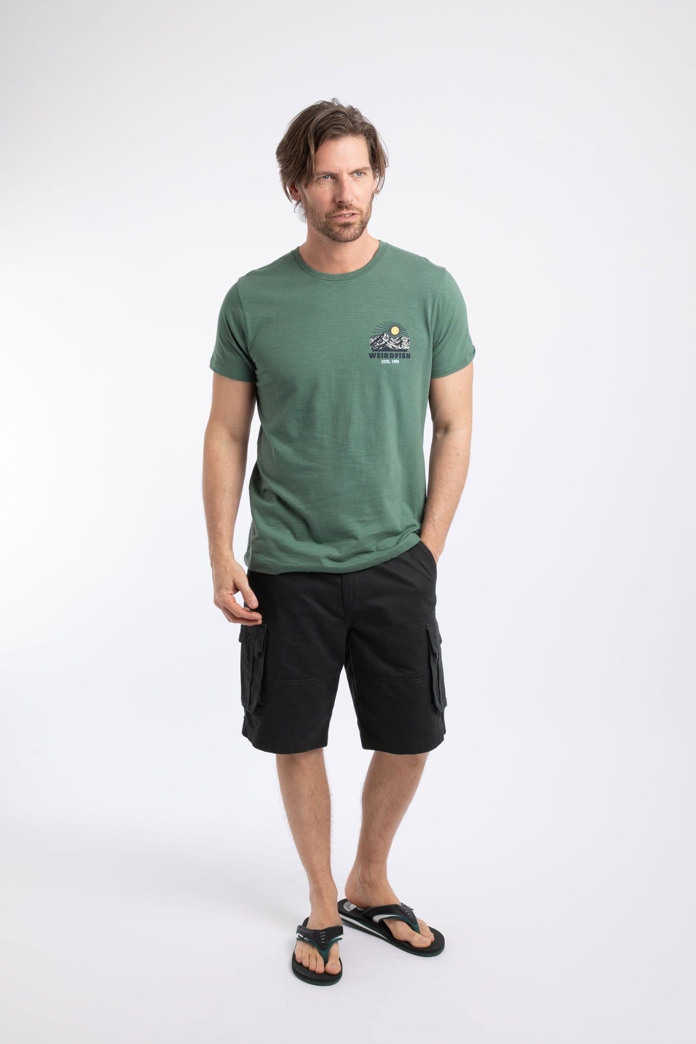 Weird Fish Weird Fish Men's Lake District Graphic T-Shirt in Bottle Green - 4