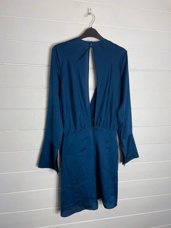 ASOS Design 🖤 ASOS Design Navy Satin Deep V Mini Dress 12 40 NWOT