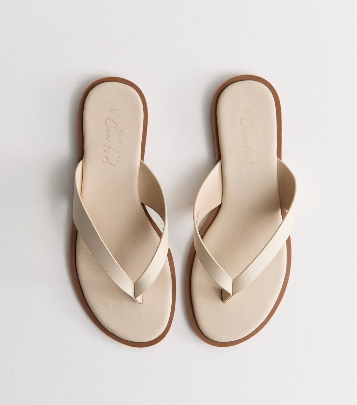 New Look New Look Off White Faux Leather Toe Post Sandals