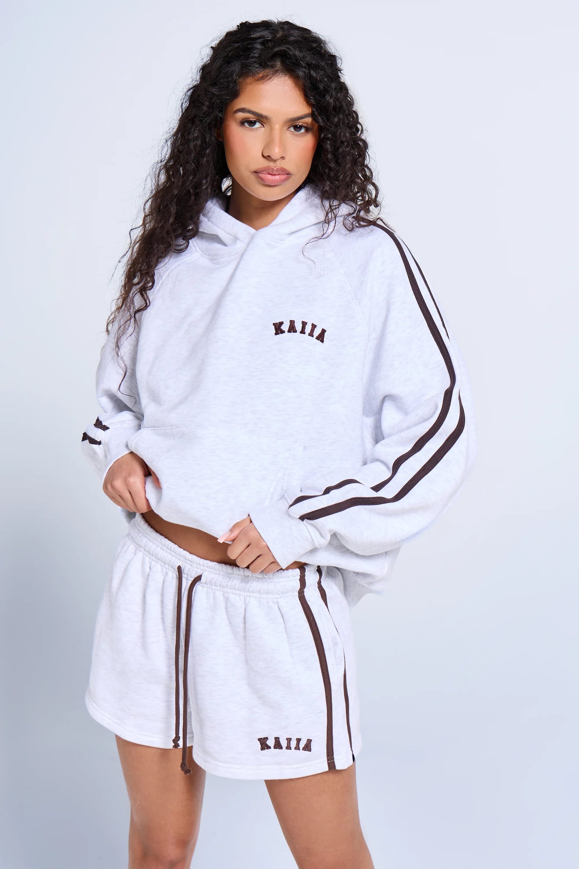 Kaiia Sport Light Grey Marl Oversized Hoodie