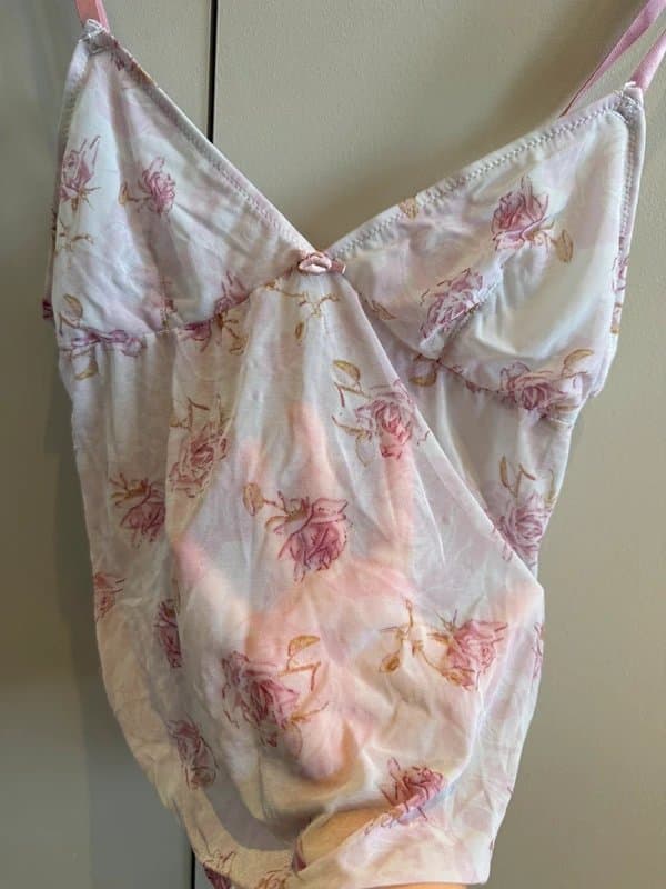 no brand pink mesh floral vest