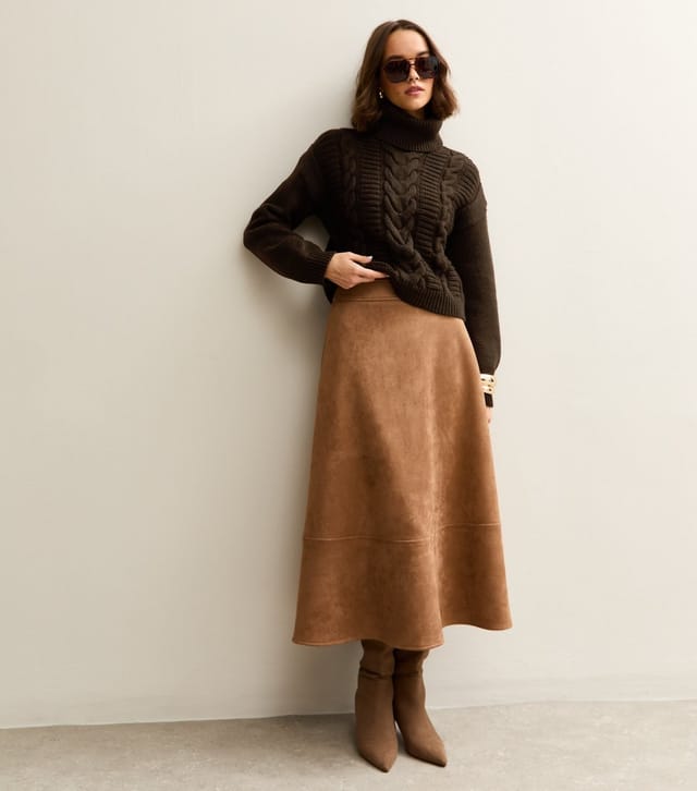 New Look Women's Dark Brown Cable Knit Roll Neck Jumper New Look - 3