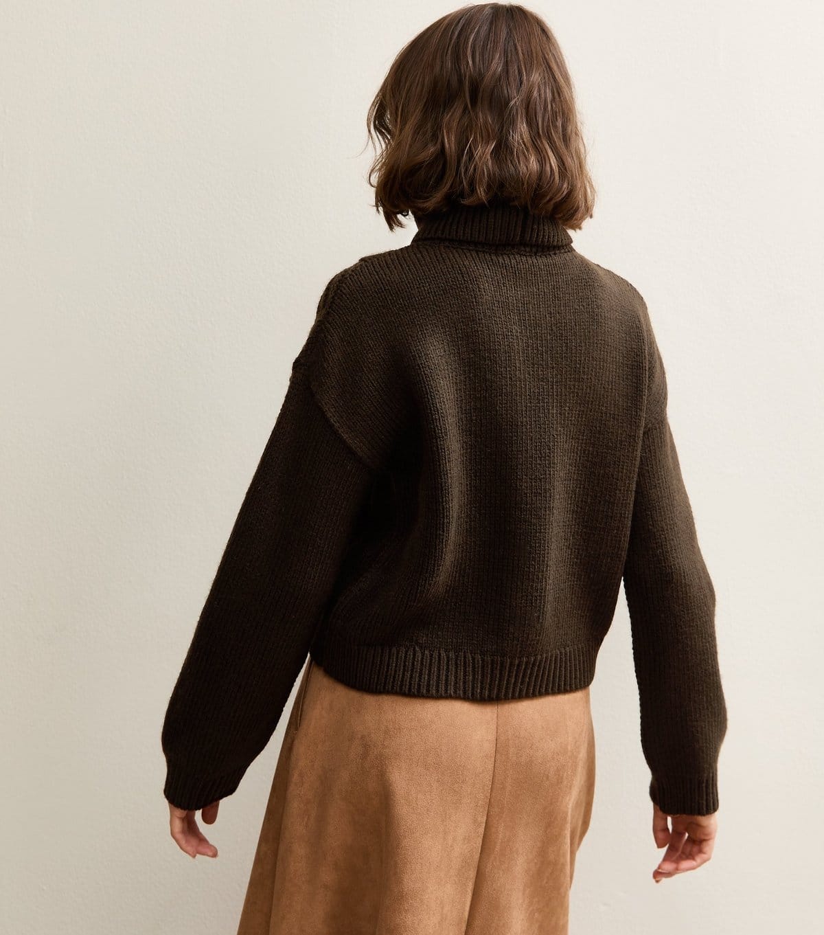 New Look Women's Dark Brown Cable Knit Roll Neck Jumper New Look - 4