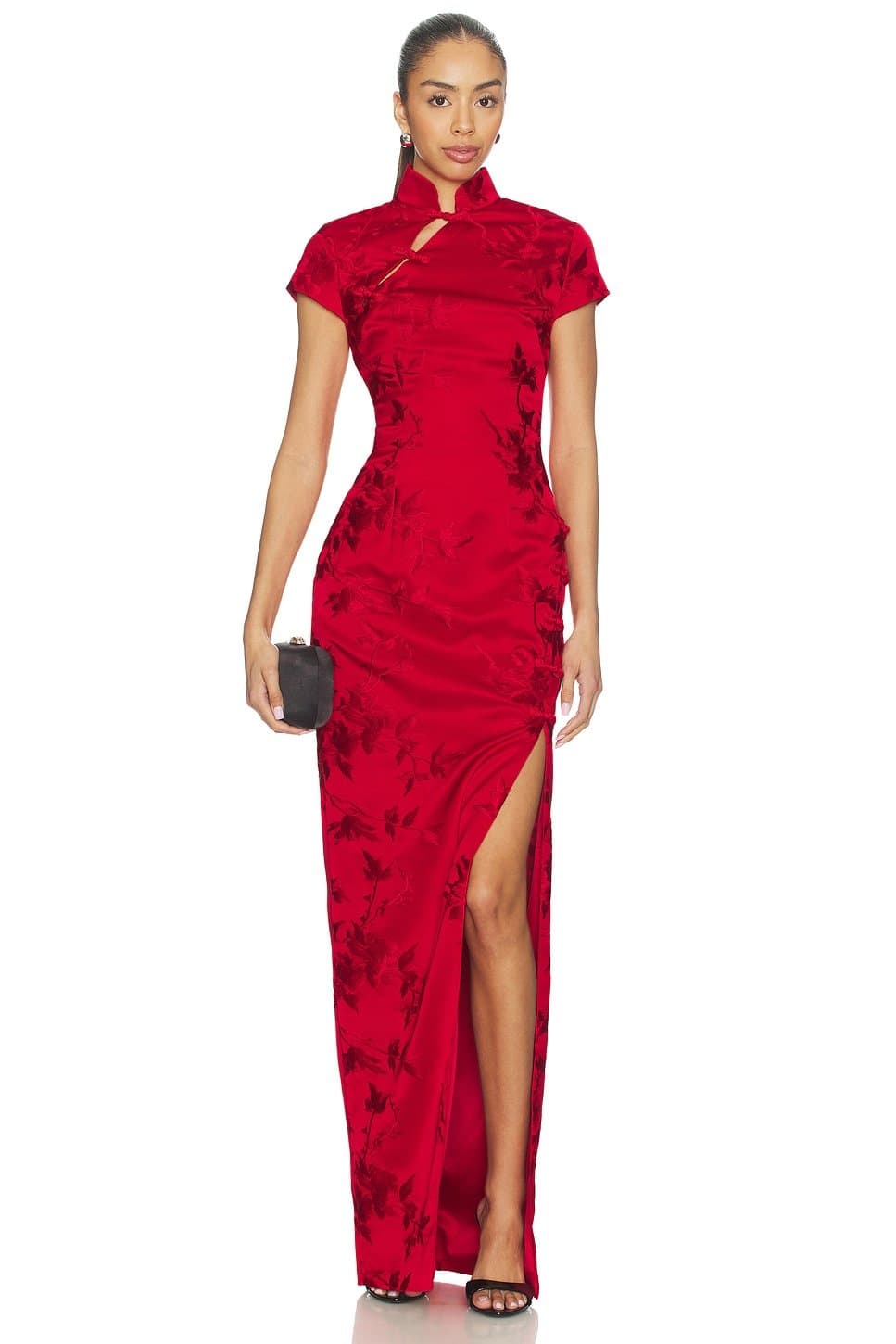 revolve Revolve Elegant Floral Embroidered Gown in Red