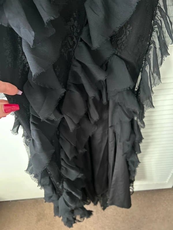 ASOS ASOS Luxe black evening chiffon ruffle dress size 14