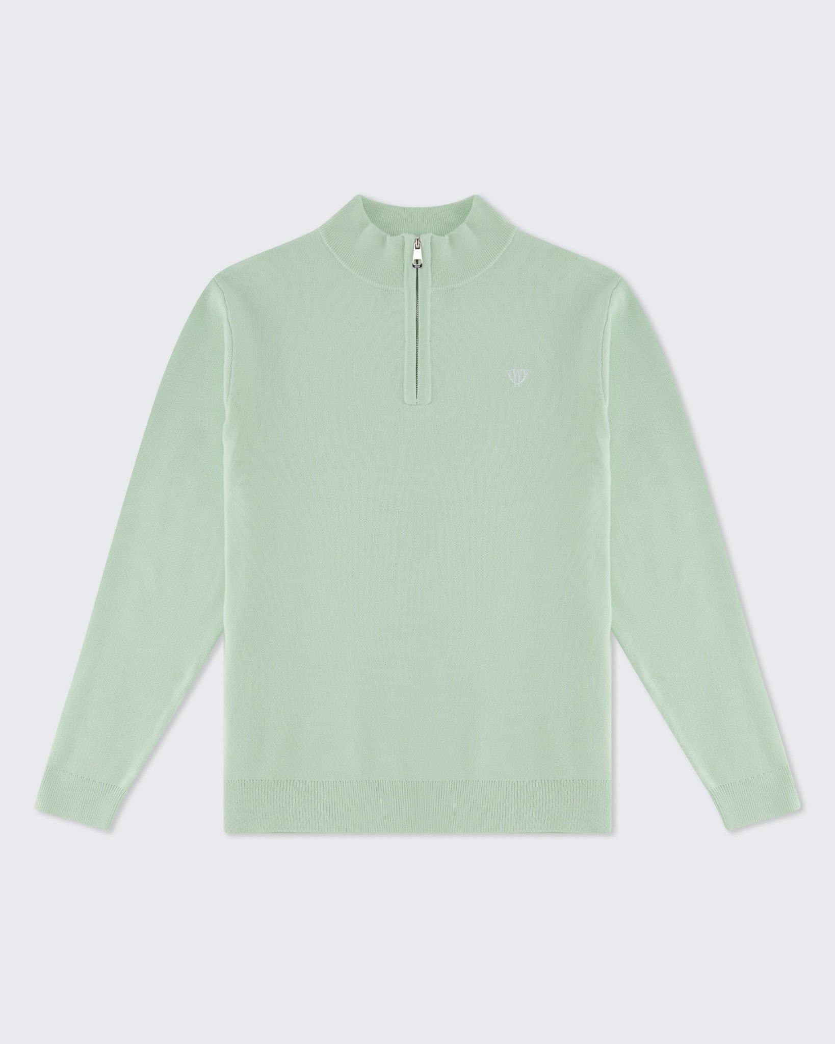 Walker & Hunt Walker & Hunt Men's Knitted Half Zip in Light Green