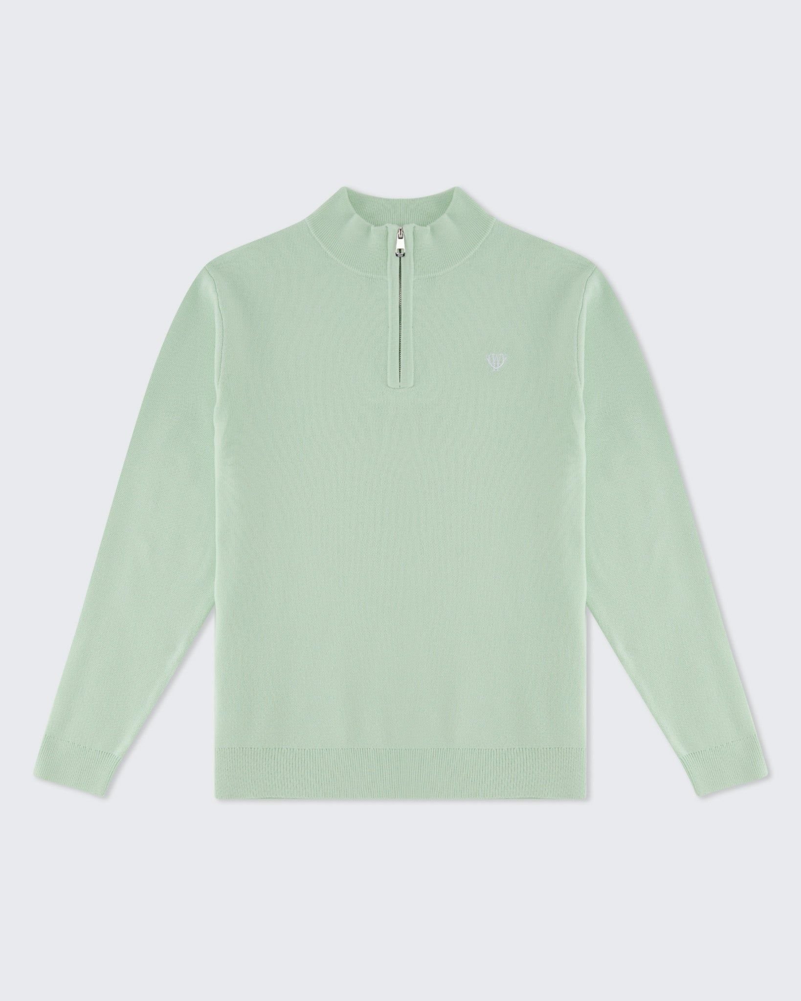 Walker & Hunt Walker & Hunt Men's Knitted Half Zip in Light Green - 2