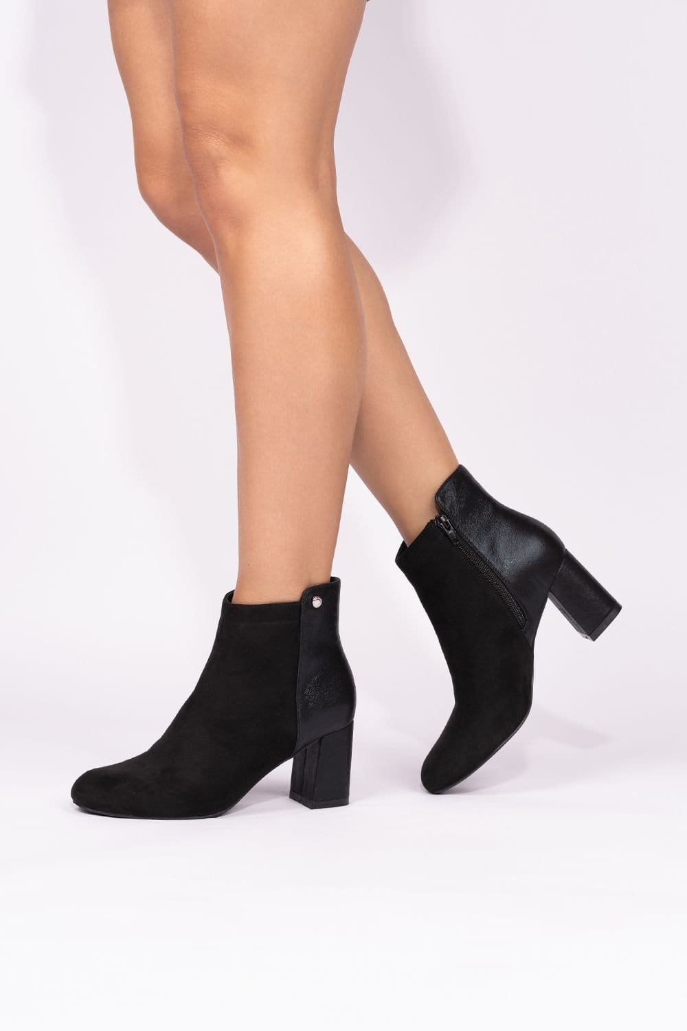 Paradox London Paradox London Women's Alathea' Micro Suede Mid Block Heel Ankle Boot in Black - 4