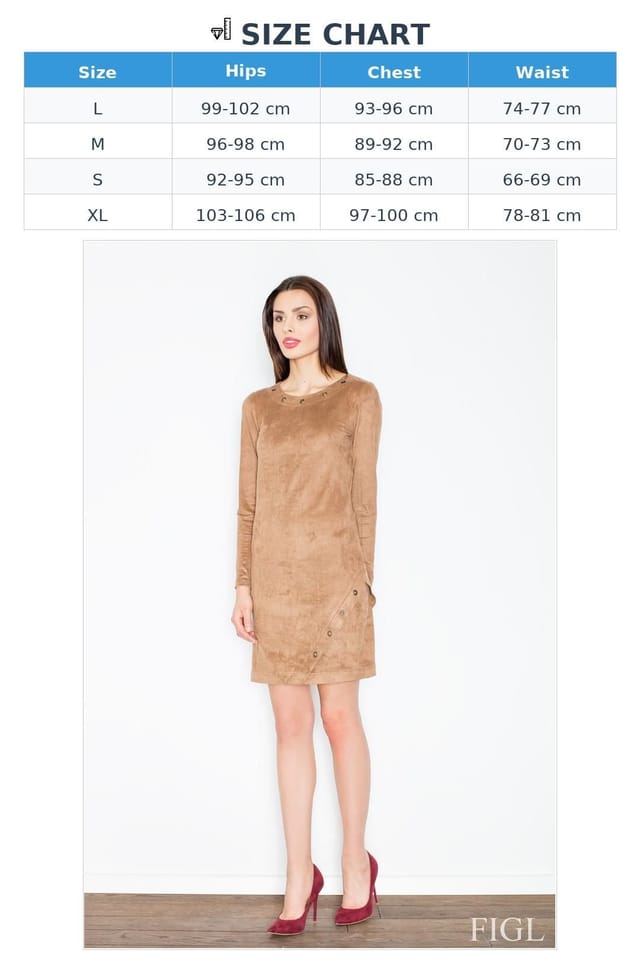 Love Lace Love Lace Women's Suede Look Long Sleeve Mini Dress Metal Rings in Brown - 2