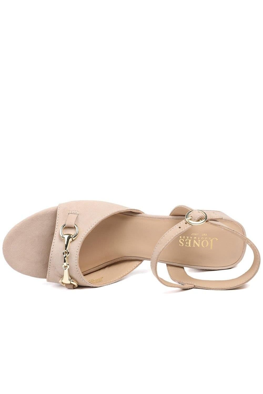 Jones Bootmaker Jones Bootmaker Women's Gianna Leather Mid Block Heel Sandals in Beige - 4