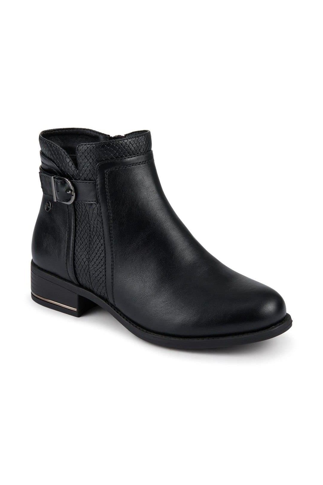 Pavers Pavers Women's Block Heeled Ankle Boots With Inside Zip in Black
