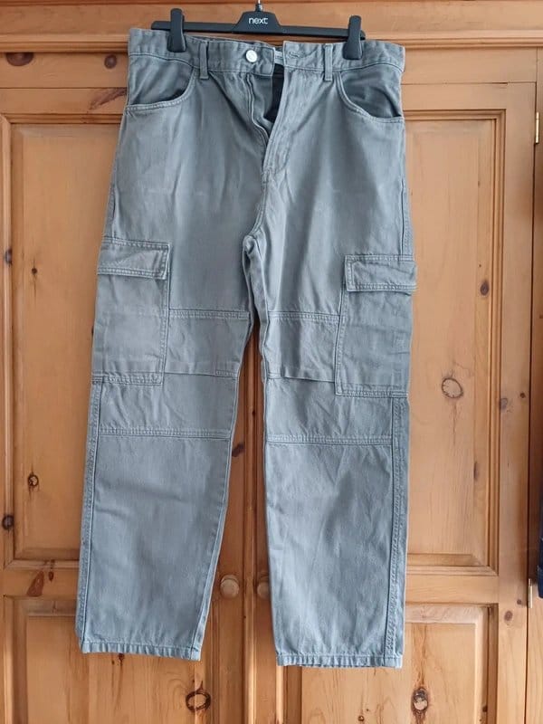Bershka Mens Cargo Pants Grey - 1