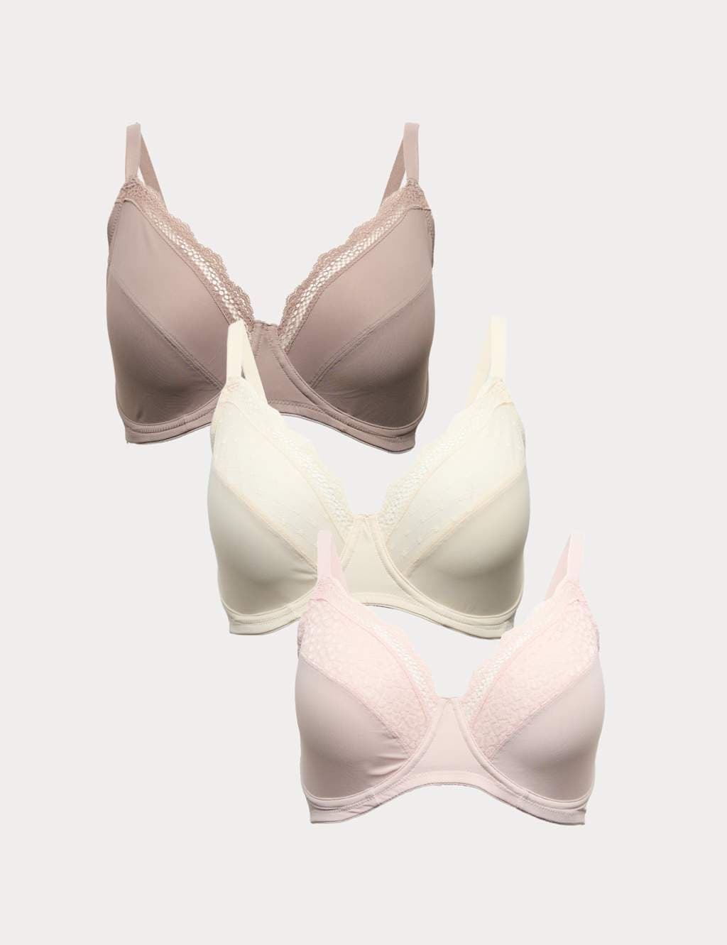 Marks & Spencer M&S 3pk Wired Full Cup Minimiser Bras C-H Pink Mix