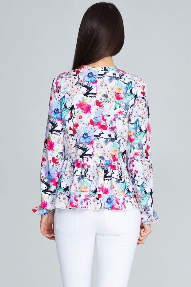 Love Lace Love Lace Women's Floral Loose Long Sleeve Stand Collar Blouse - 2
