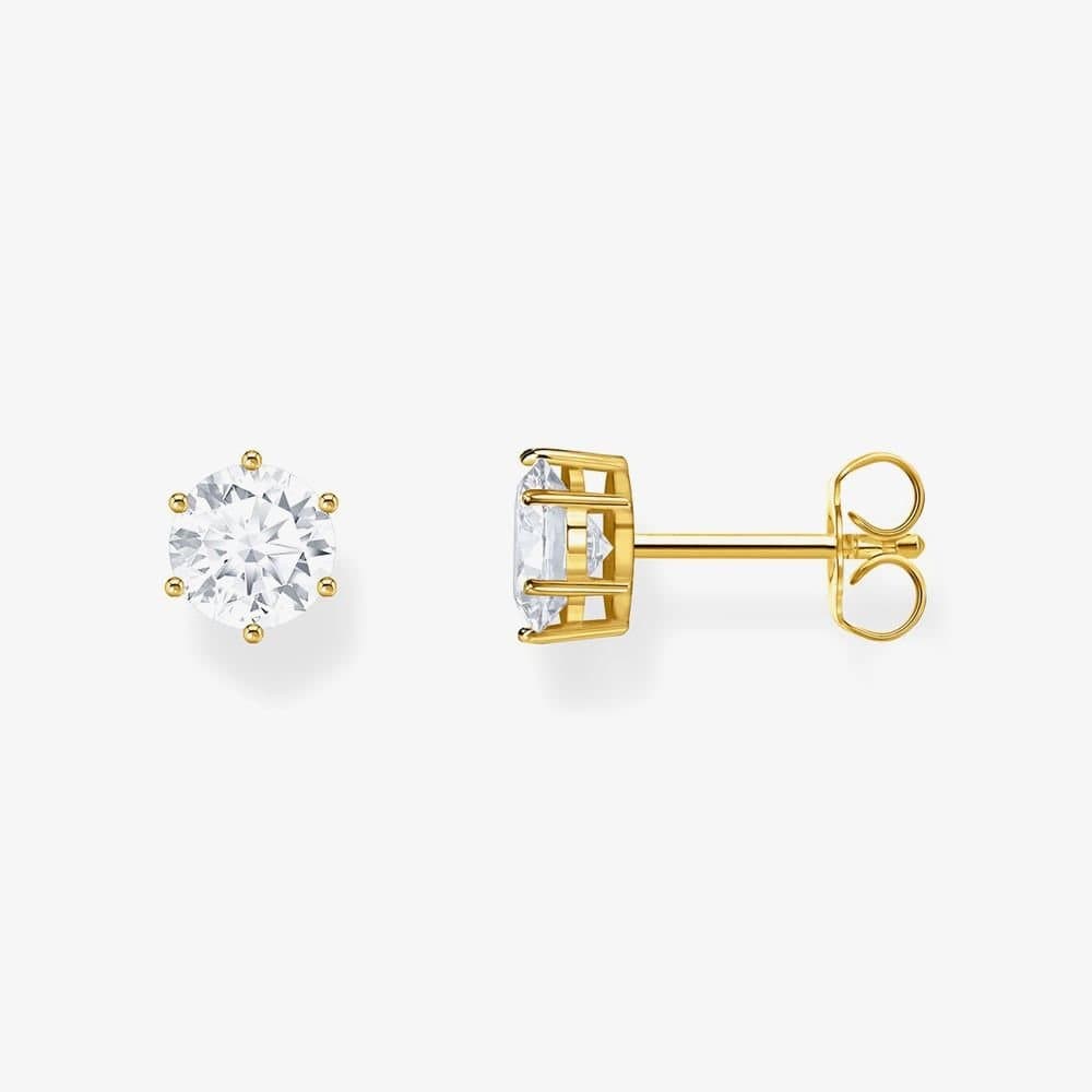 Thomas Sabo THOMAS SABO Women's Gold Plated Zirconia Stud Earrings H2301-414-14
