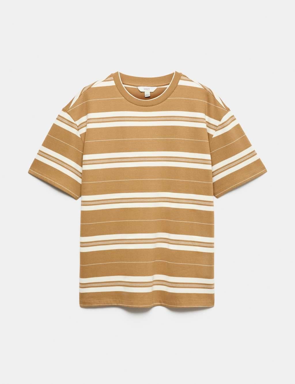 Marks & Spencer M&S Pure Cotton French Rib T-Shirt Butterscotch