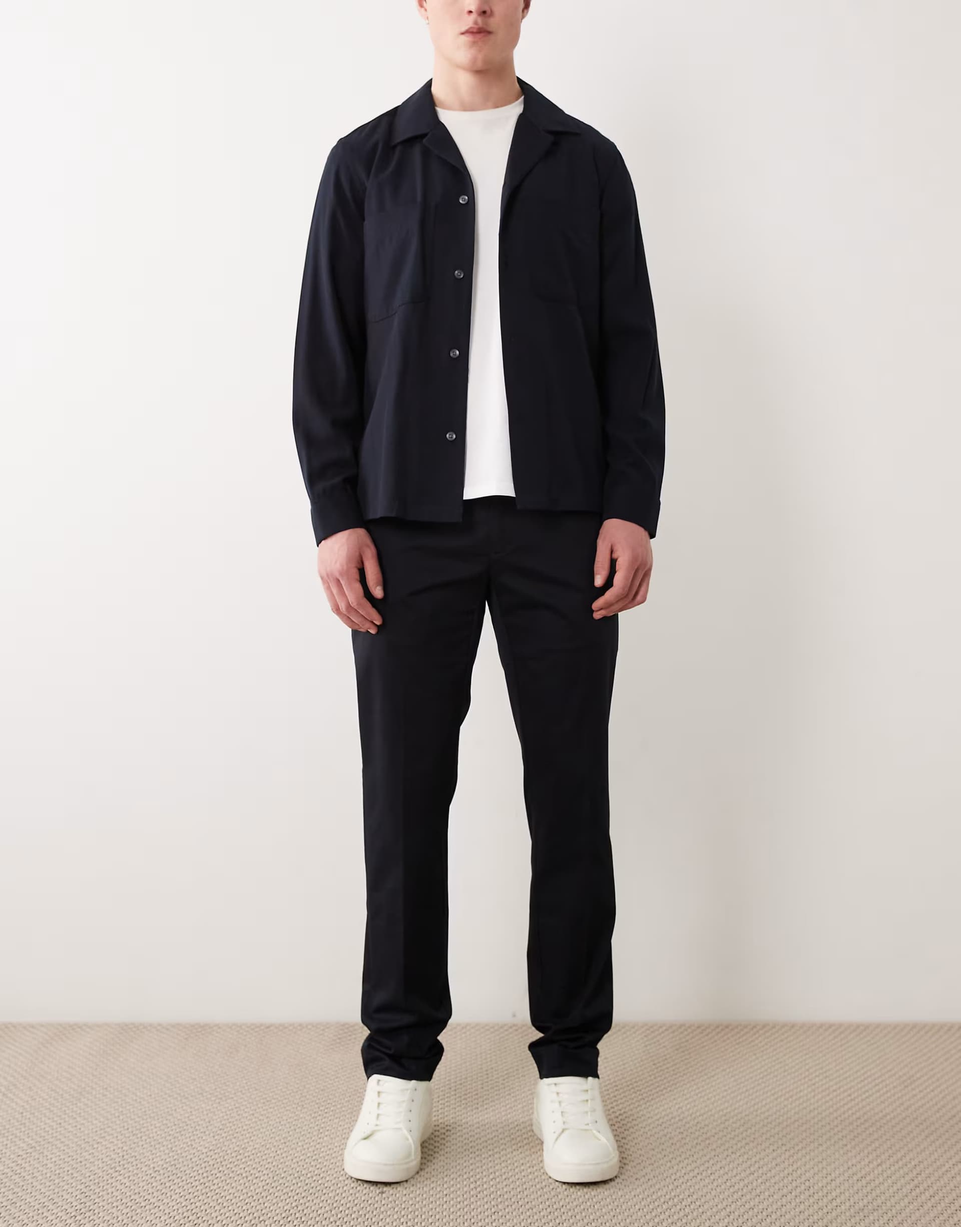 ASOS ASOS Regular Fit Pleated Navy Trousers