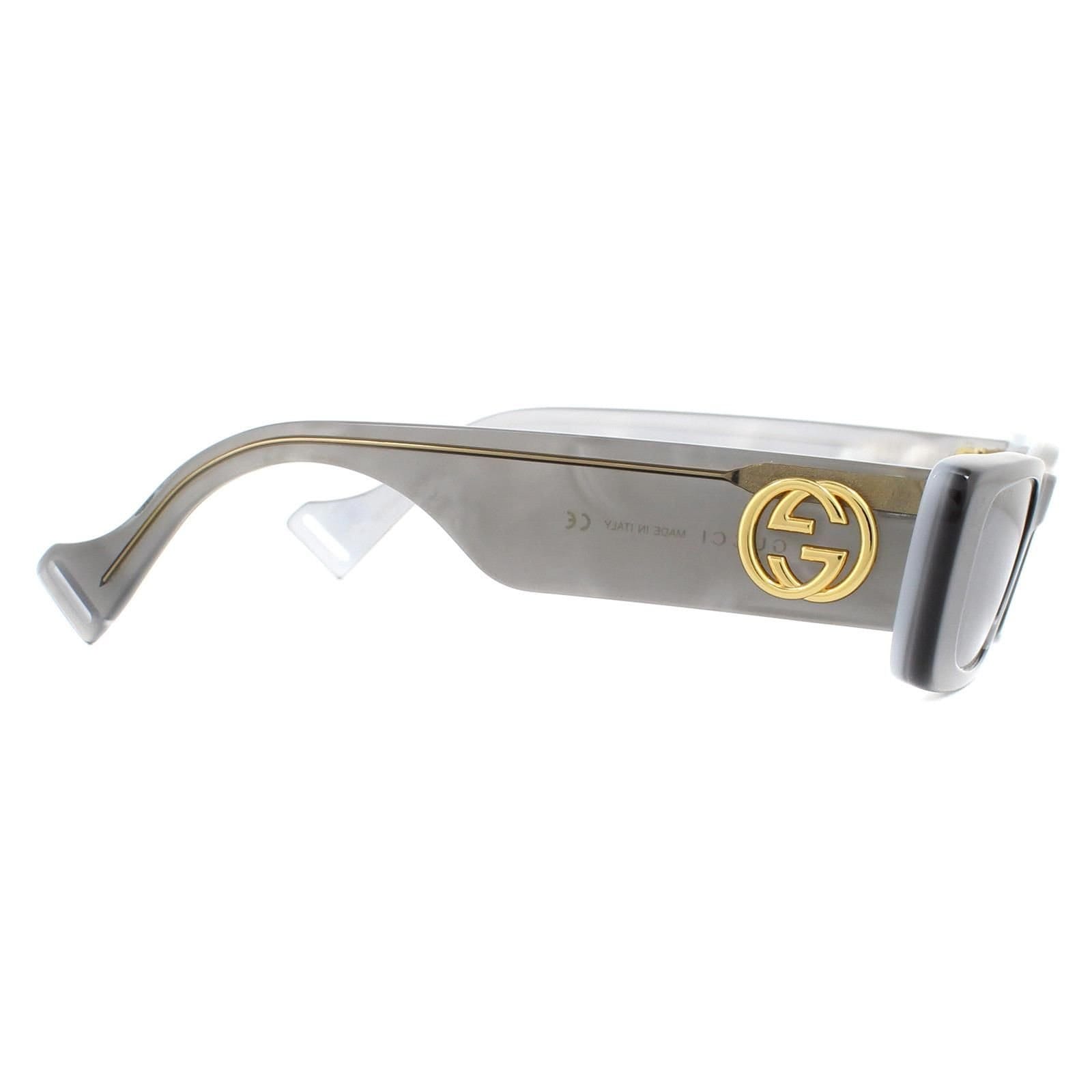Gucci Gucci Women's Rectangle Grey Silver Sunglasses - 4