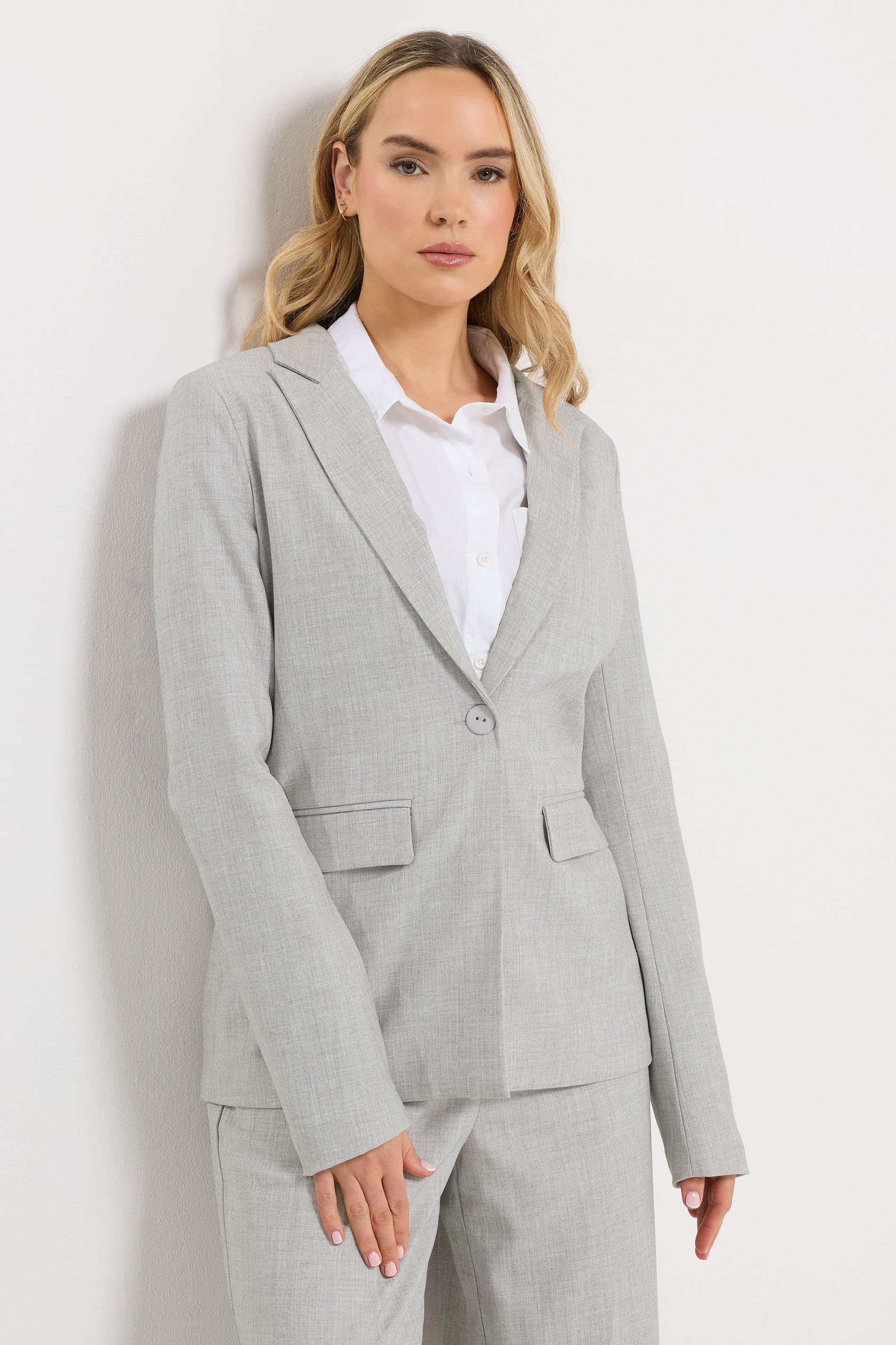 Long Tall Sally Long Tall Sally Light Grey Jersey Blazer