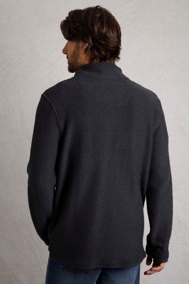 Weird Fish Weird Fish Men's Cruiser 1/4 Zip Macaroni Sweatshirt in Navy - 3