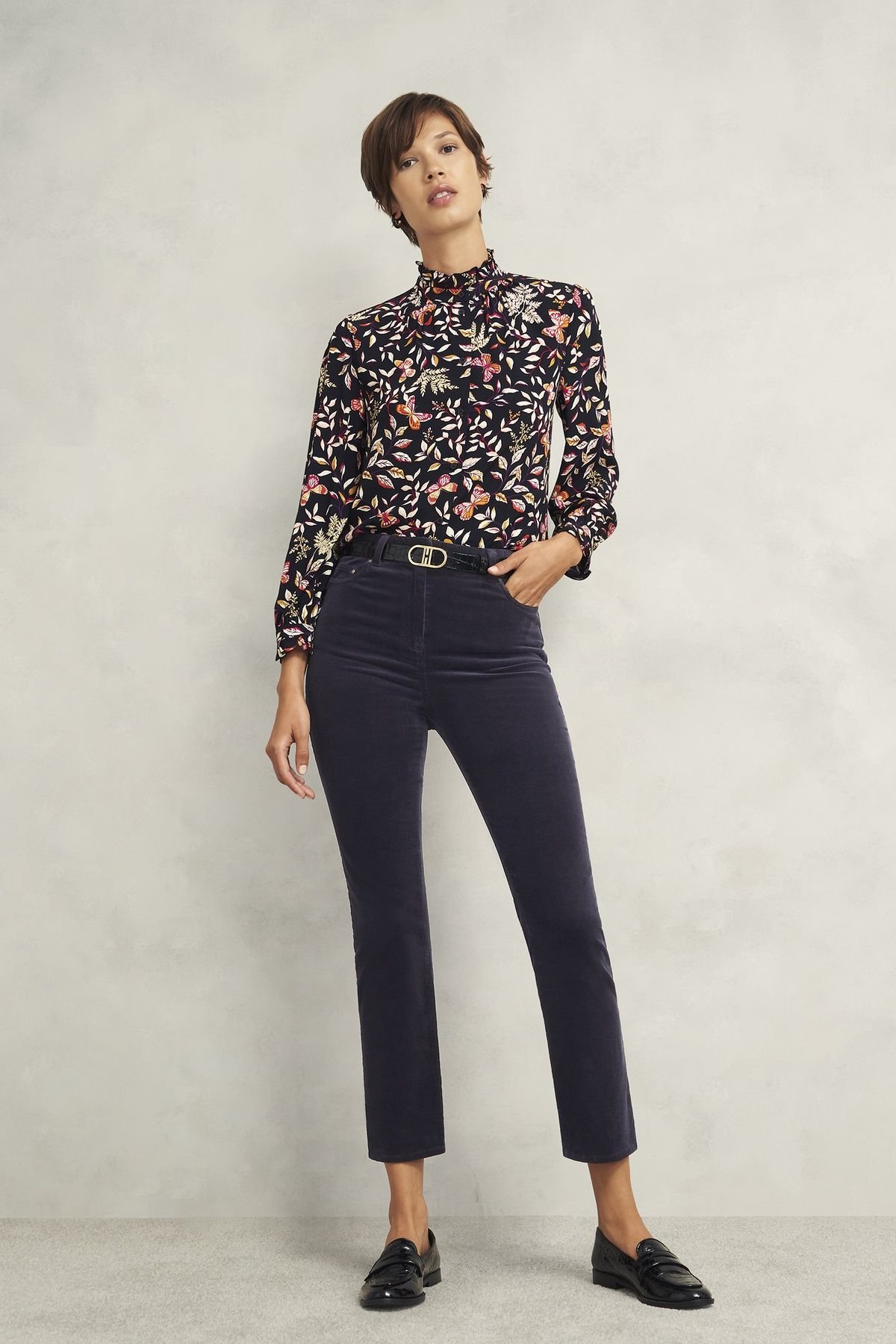 Hobbs London Hobbs London Women's Hampstead High-Rise Cord Trousers in Dark Navy - 3