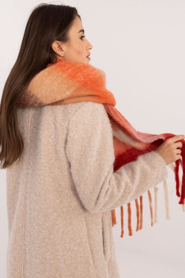 Love Lace Love Lace Women's Elegant Classic Check Polyester Scarf with Tassels Warm Style in Red - 3