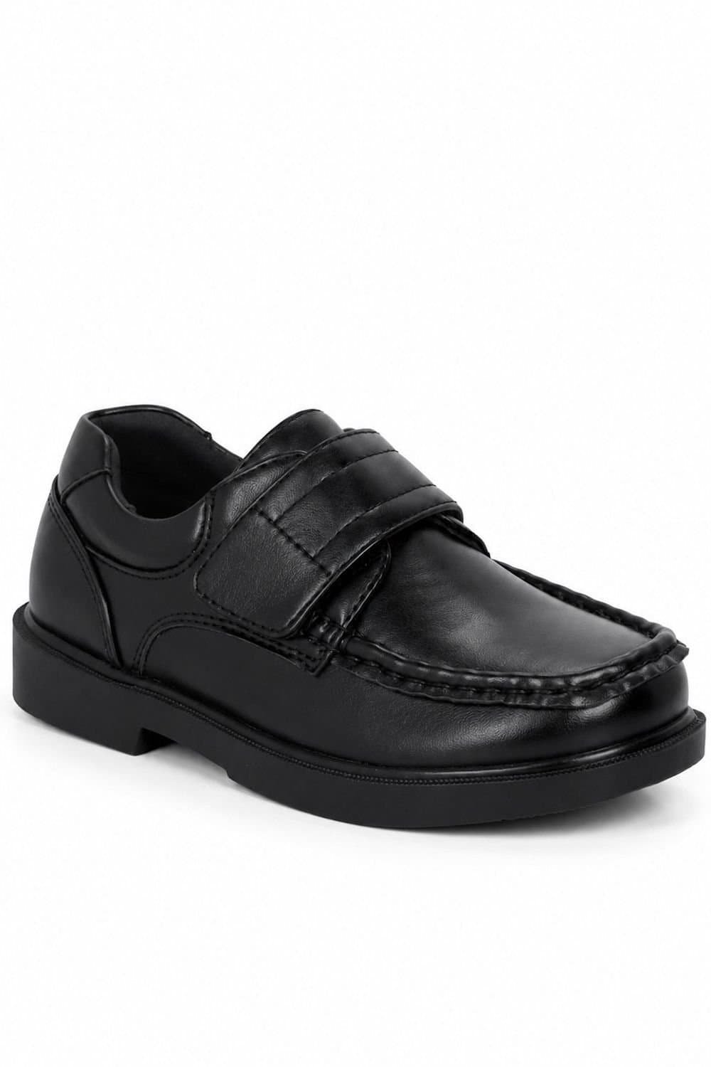 JCDees JCDees Men's Touch Fastening Formal School Shoes in True Black
