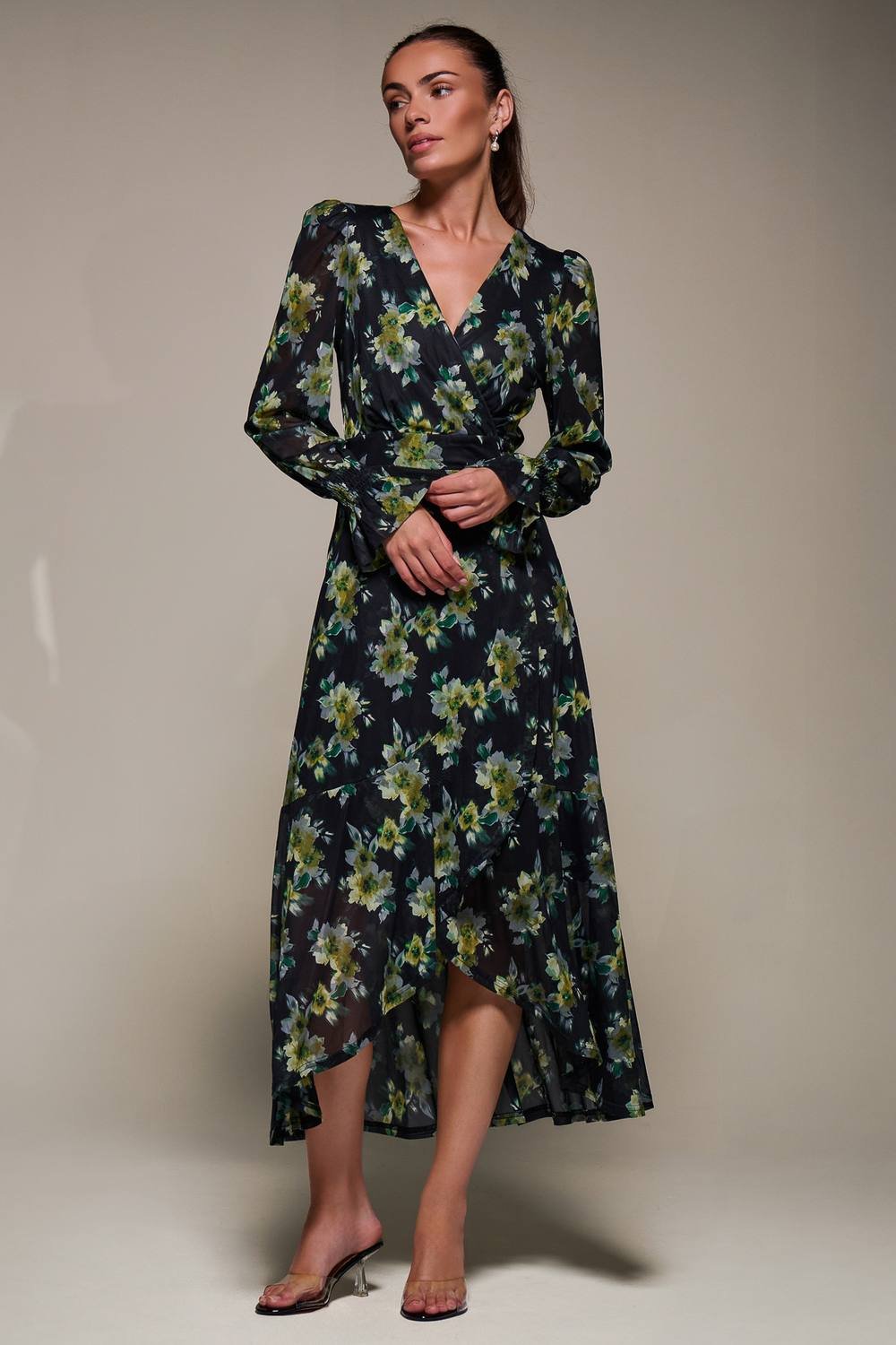 Jolie Moi Jolie Moi Women's Ruffle Cuffed Sleeve Frill Mesh Maxi Dress - 4