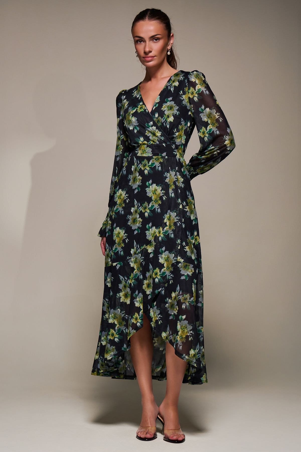 Jolie Moi Jolie Moi Women's Ruffle Cuffed Sleeve Frill Mesh Maxi Dress - 4