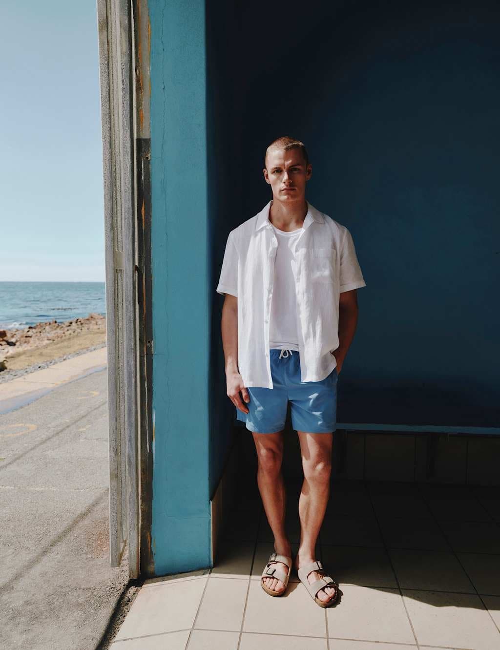Marks & Spencer M&S Pure Linen Short Sleeve Shirt White