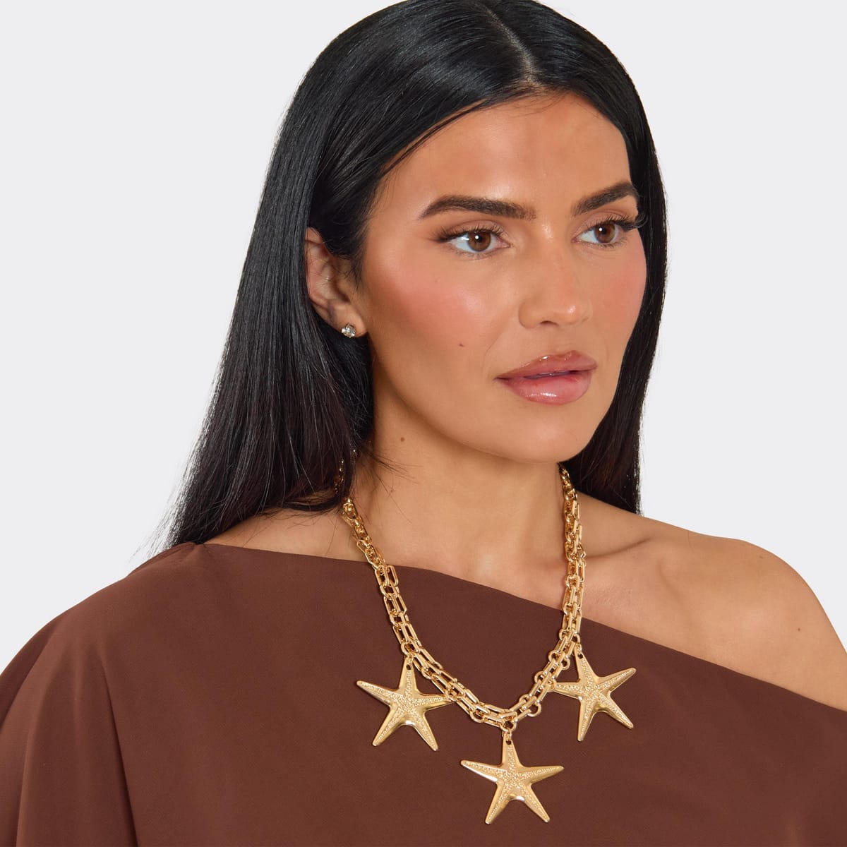 EGO Multi Starfish Detail Chunky Chain Necklace In Gold., Women's Size UK 0 - 1