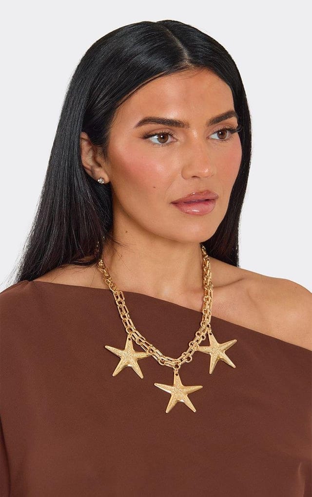 EGO Multi Starfish Detail Chunky Chain Necklace In Gold., Women's Size UK 0 - 2