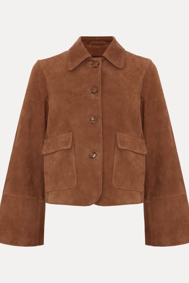 Phase Eight Phase Eight Women's Indira Suede Jacket in Walnut - 2