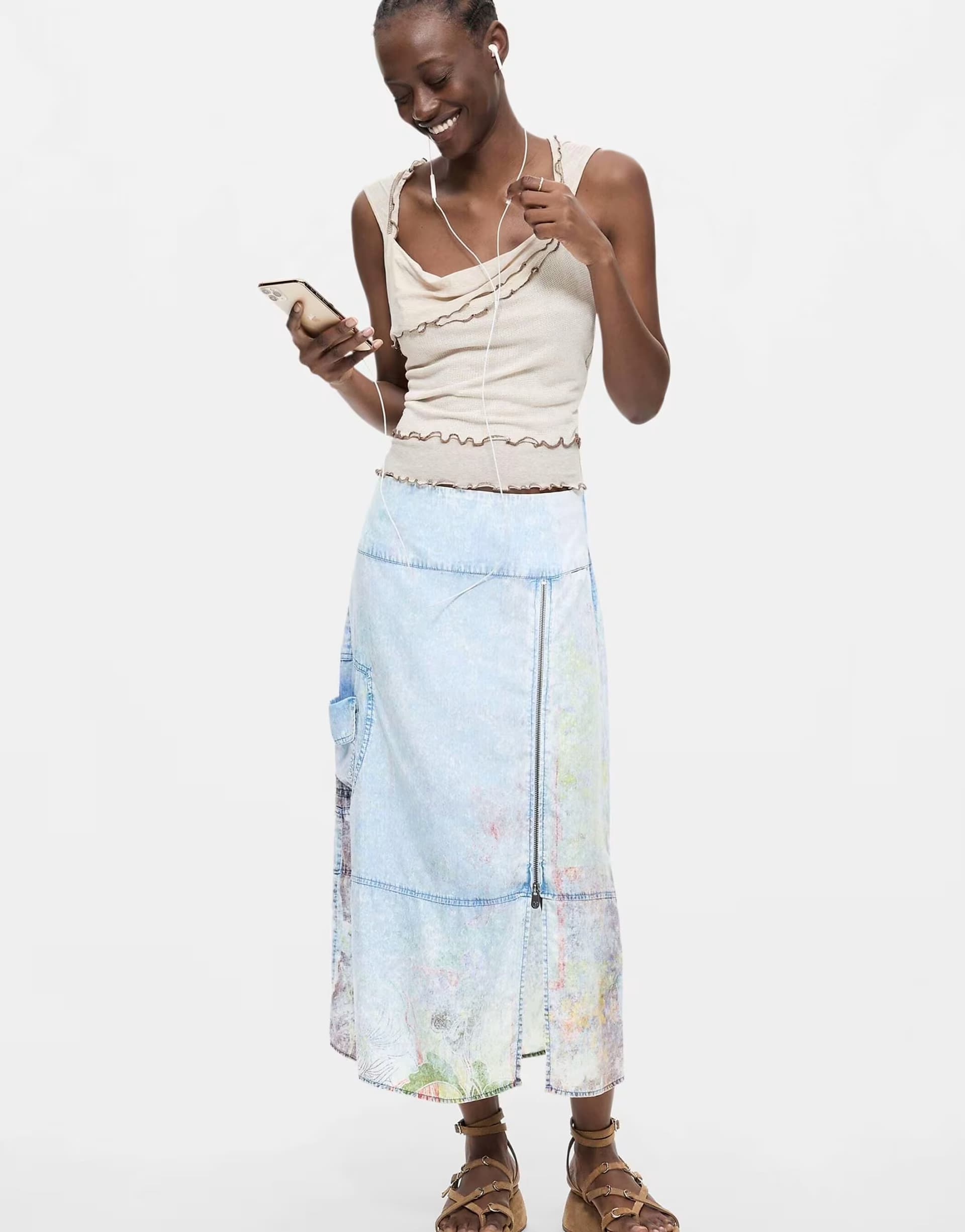 ASOS Desigual Midi denim skirt in blue
