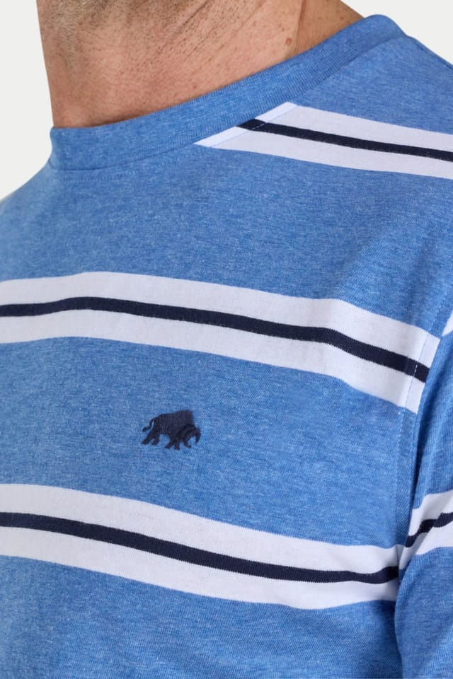 raging bull Raging Bull Men's Yarn Dyed Stripe T-Shirt in Blue - 3