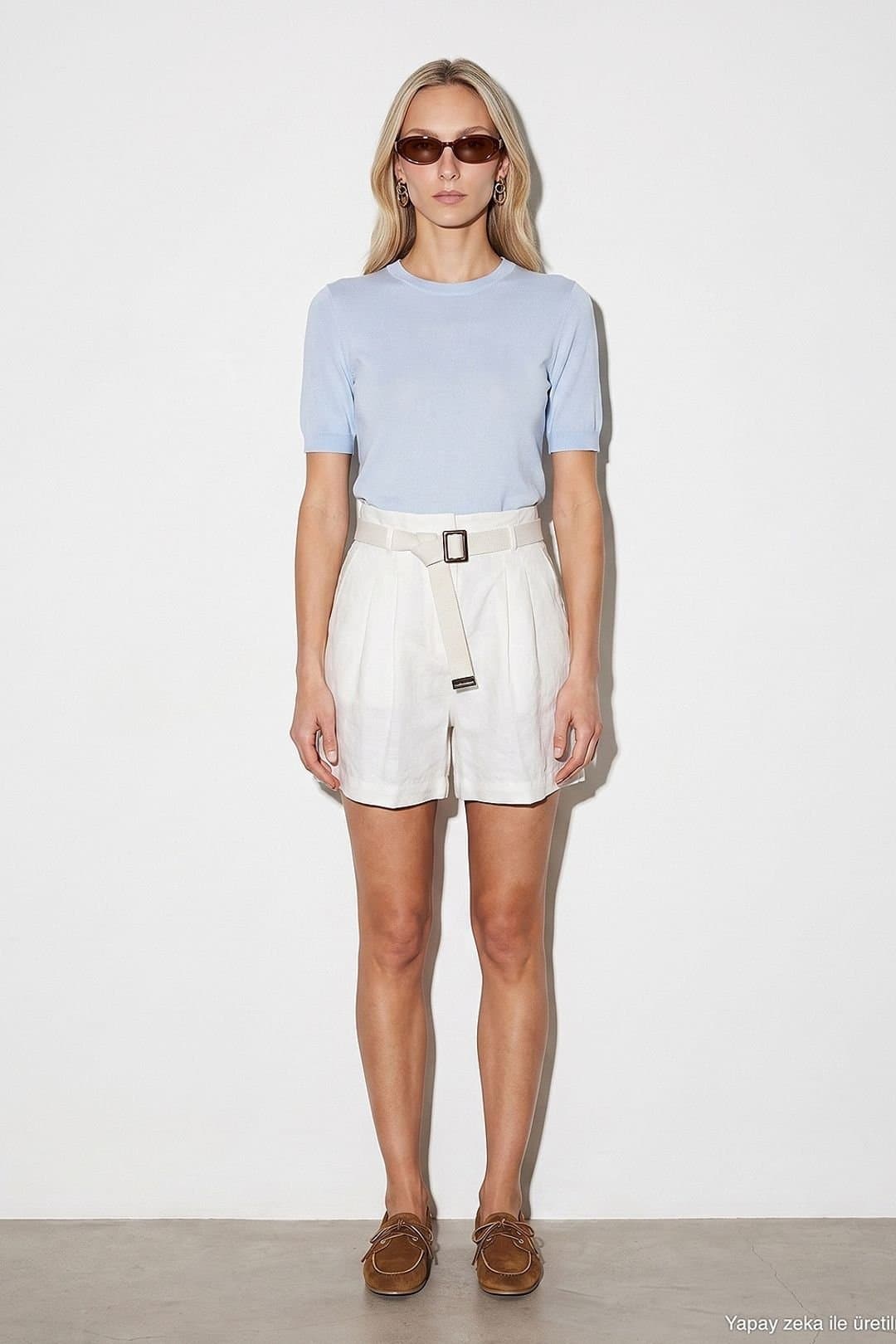 Dilvin Dilvin Women's Linen Off-White Shorts