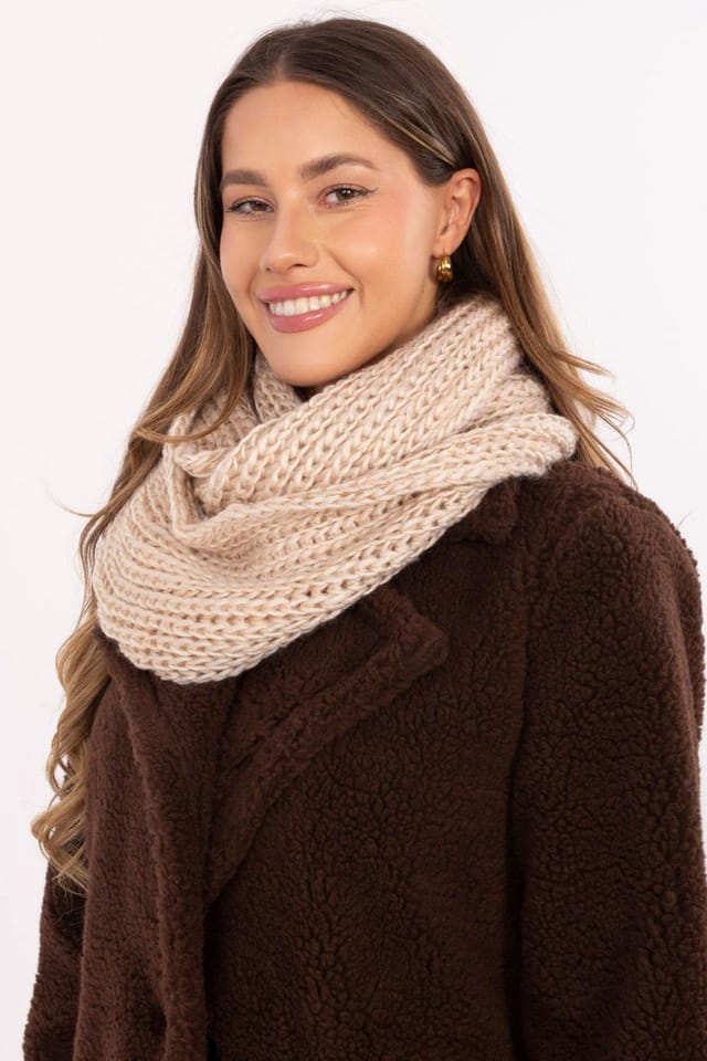 Love Lace Love Lace Women's Infinity Snood Scarf Thick Woven Polyester Neck Warmer Comfort in Beige - 2