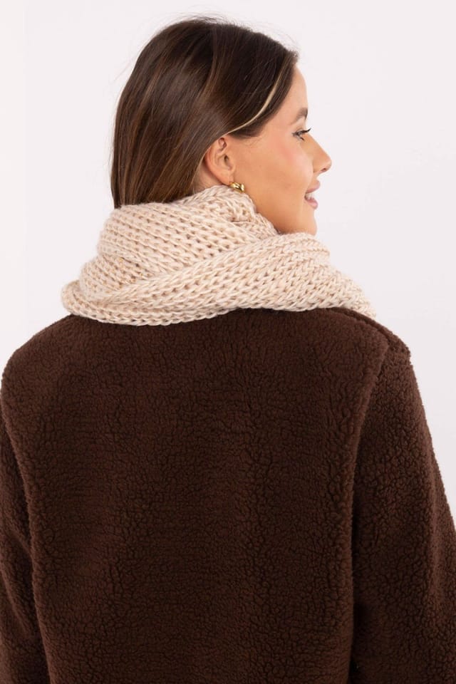Love Lace Love Lace Women's Infinity Snood Scarf Thick Woven Polyester Neck Warmer Comfort in Beige - 3