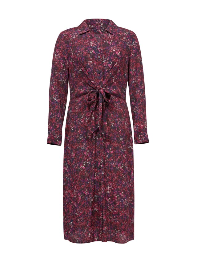 Celtic & Co Celtic & Co Women's Tie Front Midi Shirt Dress in Wine - 2